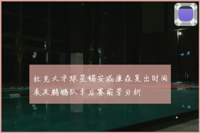 杜克大学球星锡安威廉森复出时间表及鹈鹕队季后赛前景分析
